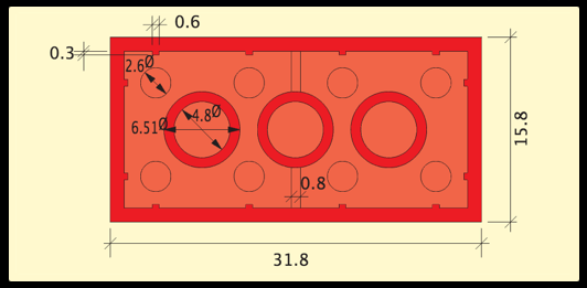 the exact dimensions of a lego brick