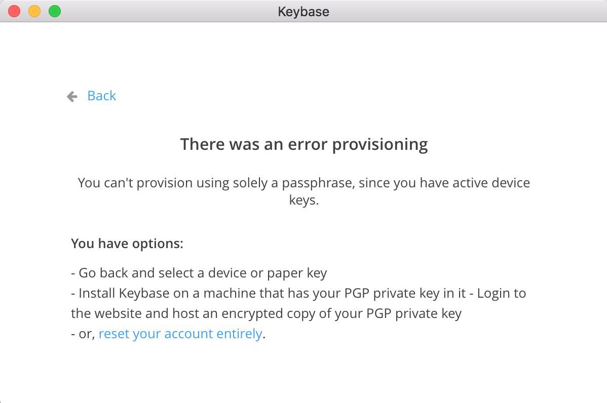 Keybase - no login for you